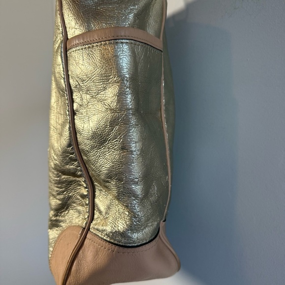 Coach Metallic Gold and Tan Tote Bag - Picture 5 of 10